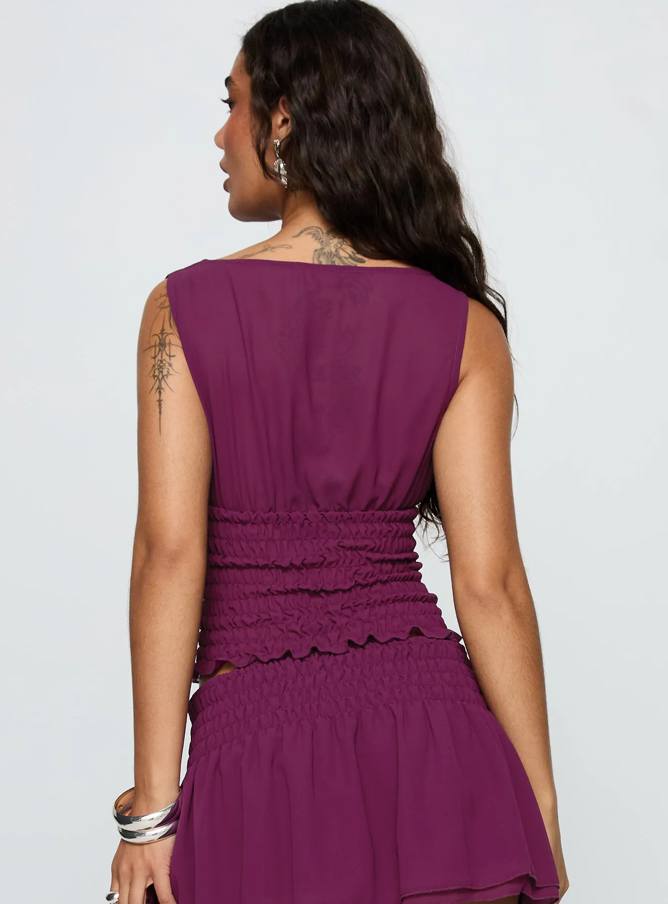 I Belong Shirred Top Wine sold by Princess Polly product image thumbnail 5