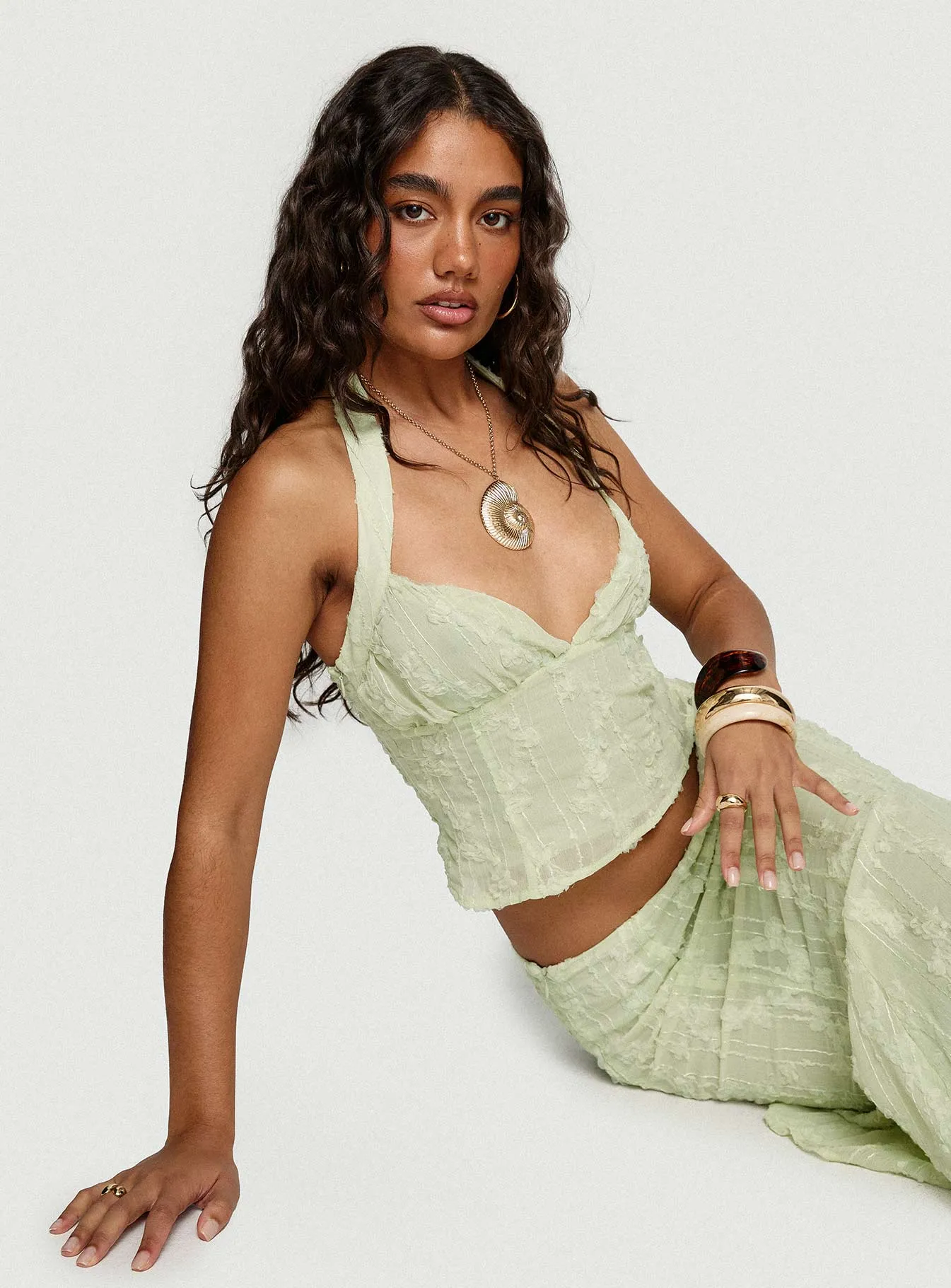 Aspyn Halter Top Sage sold by Princess Polly
