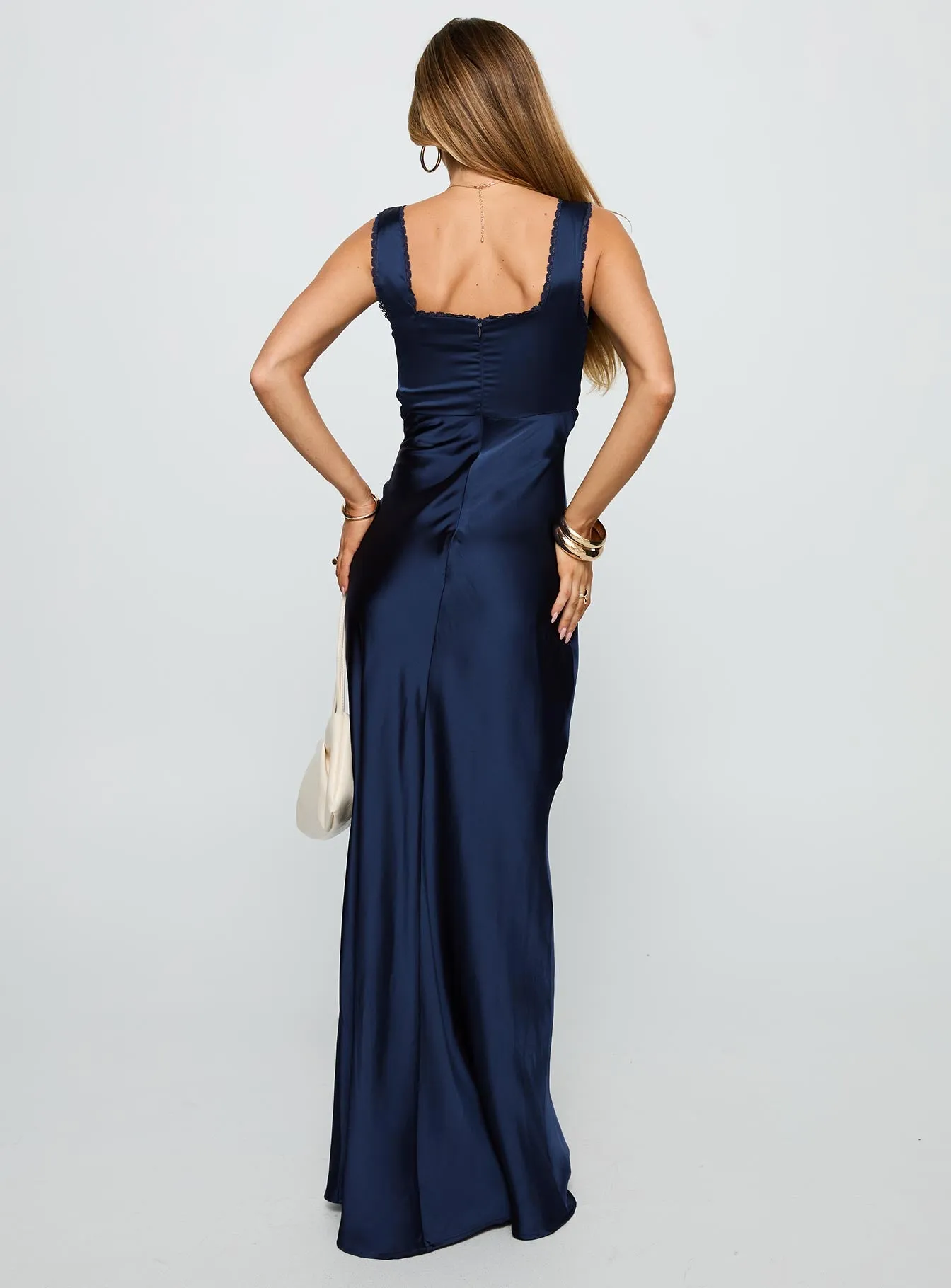 Dasha Satin Maxi Dress Navy sold by Princess Polly product image thumbnail 4