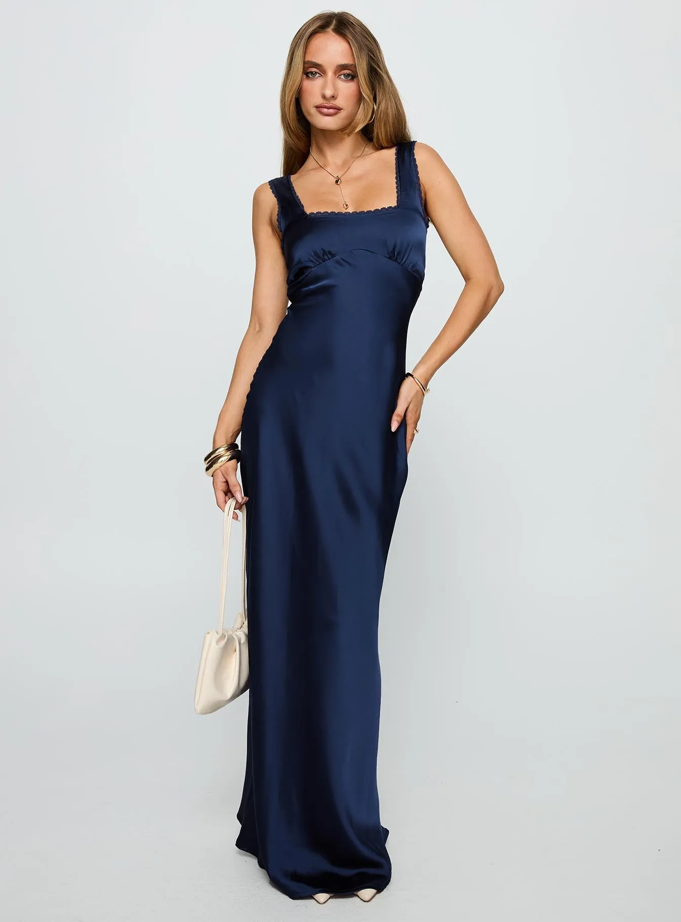 Dasha Satin Maxi Dress Navy sold by Princess Polly product image thumbnail 2