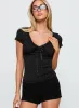 Surefire Lace Trim Top Navy Floral sold by Princess Polly