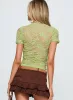 Lindy Button Up Sheer Top Green sold by Princess Polly