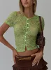 Lindy Button Up Sheer Top Green sold by Princess Polly