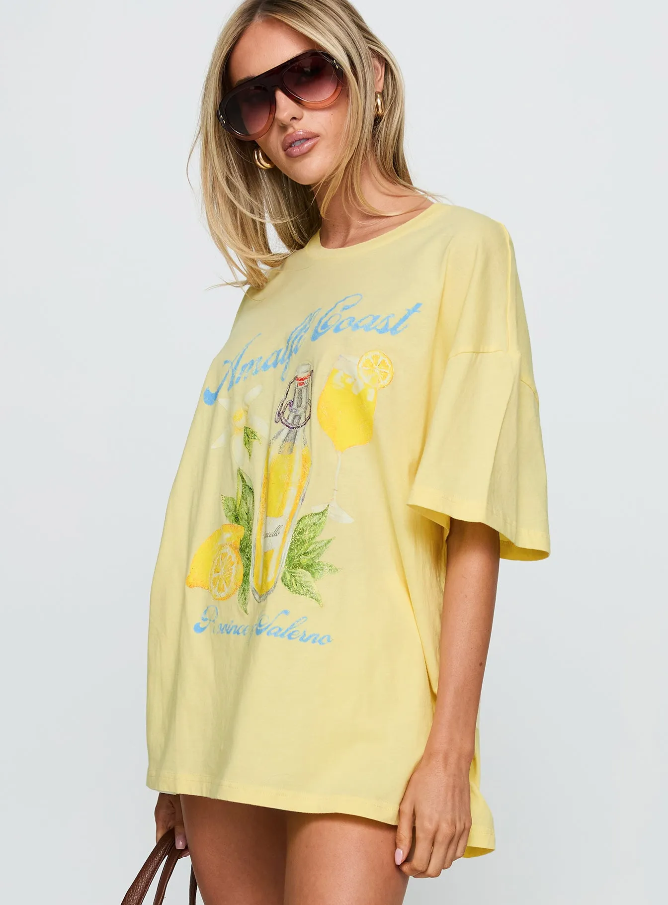 Amalfi Coast Oversized Graphic Tee Pastel Yellow sold by Princess Polly product image thumbnail 4