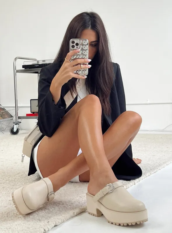 Rinaldi Slide On Flats Cream made by Princess Polly