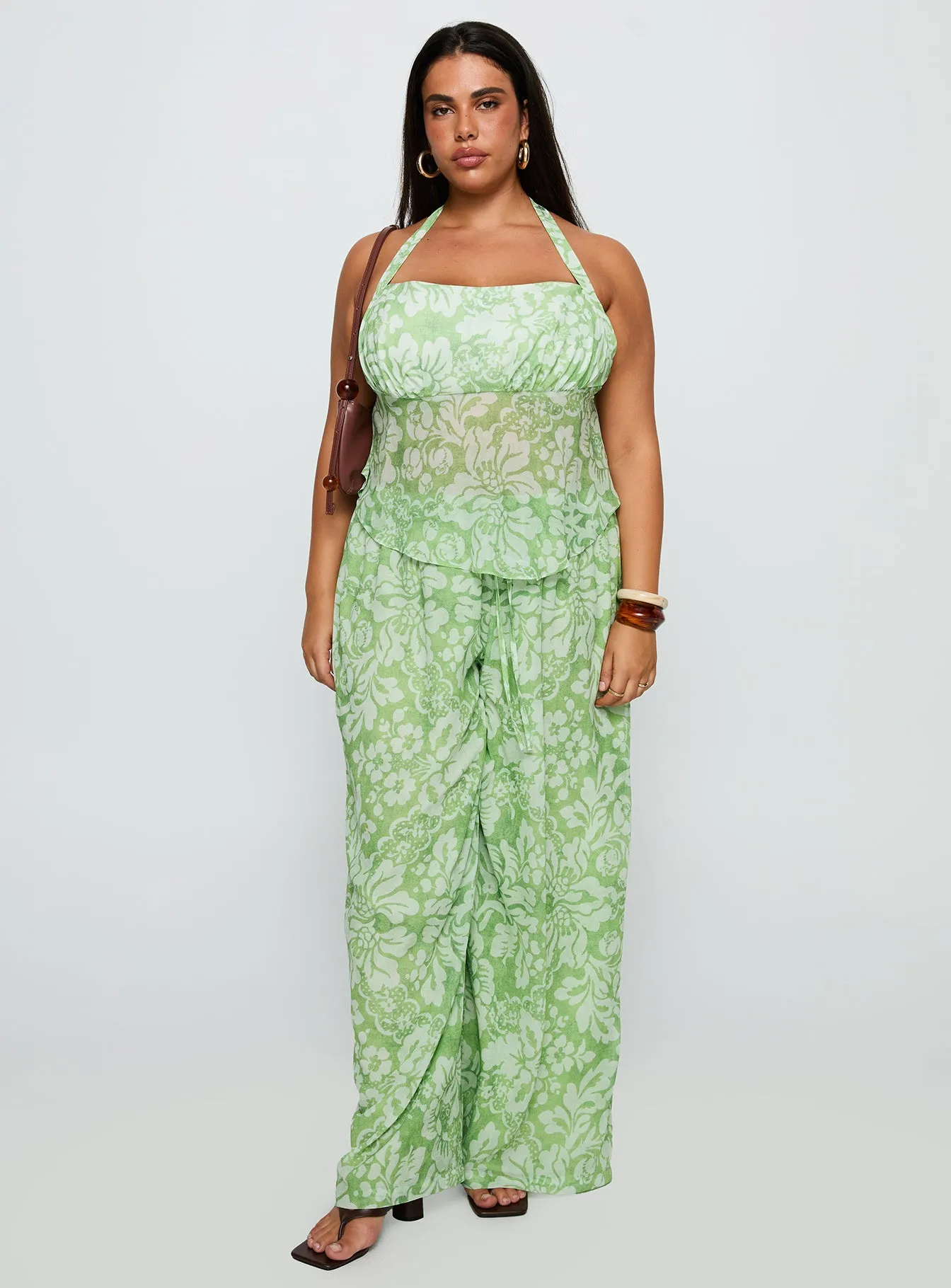Finesse Halter Top Green Floral Curve sold by Princess Polly product image thumbnail 3