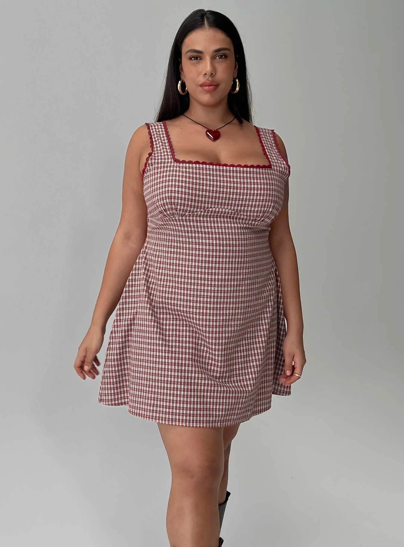 Dasha Mini Dress Red Check Curve sold by Princess Polly