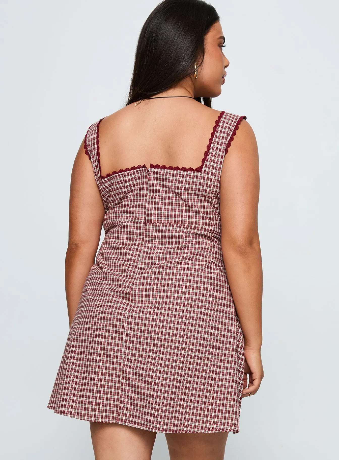 Dasha Mini Dress Red Check Curve sold by Princess Polly product image thumbnail 5