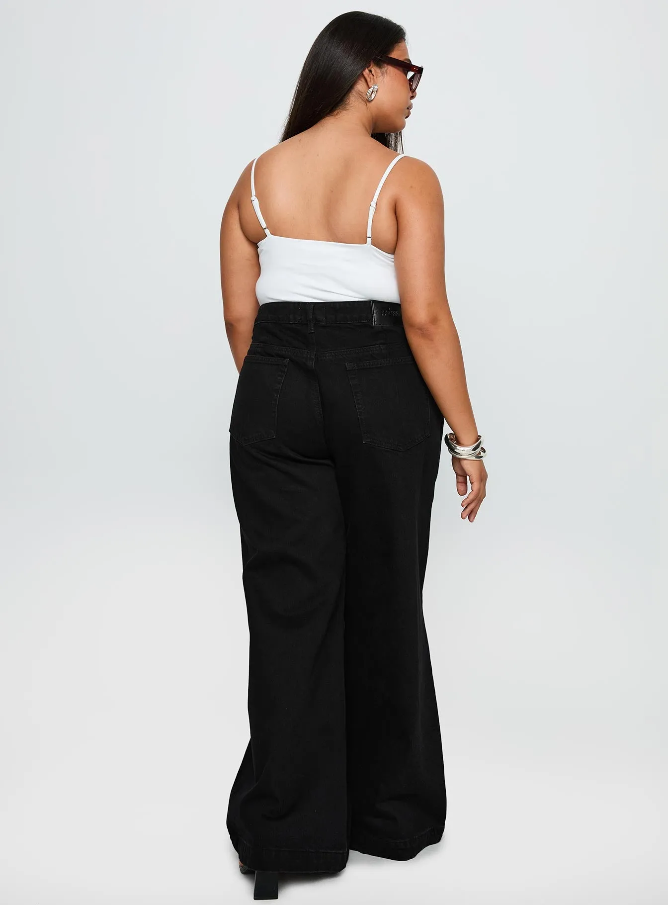 Goldie High Rise Wide Leg Jeans True Black Curve sold by Princess Polly product image thumbnail 5