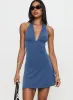 Tinisie Halter Mini Dress Slate Blue Tall sold by Princess Polly