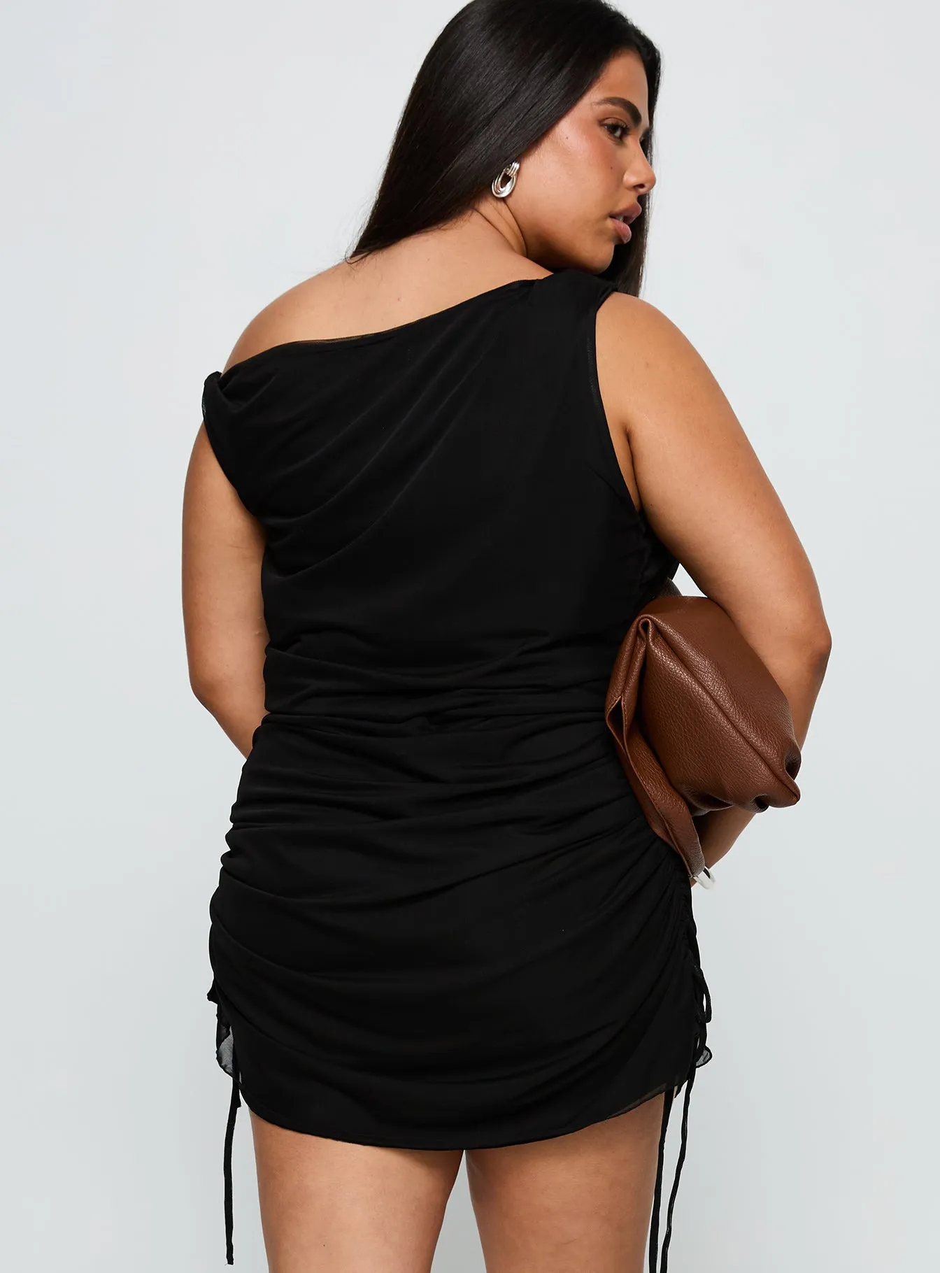 Bella Luna Ruched Mini Dress Black Curve sold by Princess Polly product image thumbnail 5
