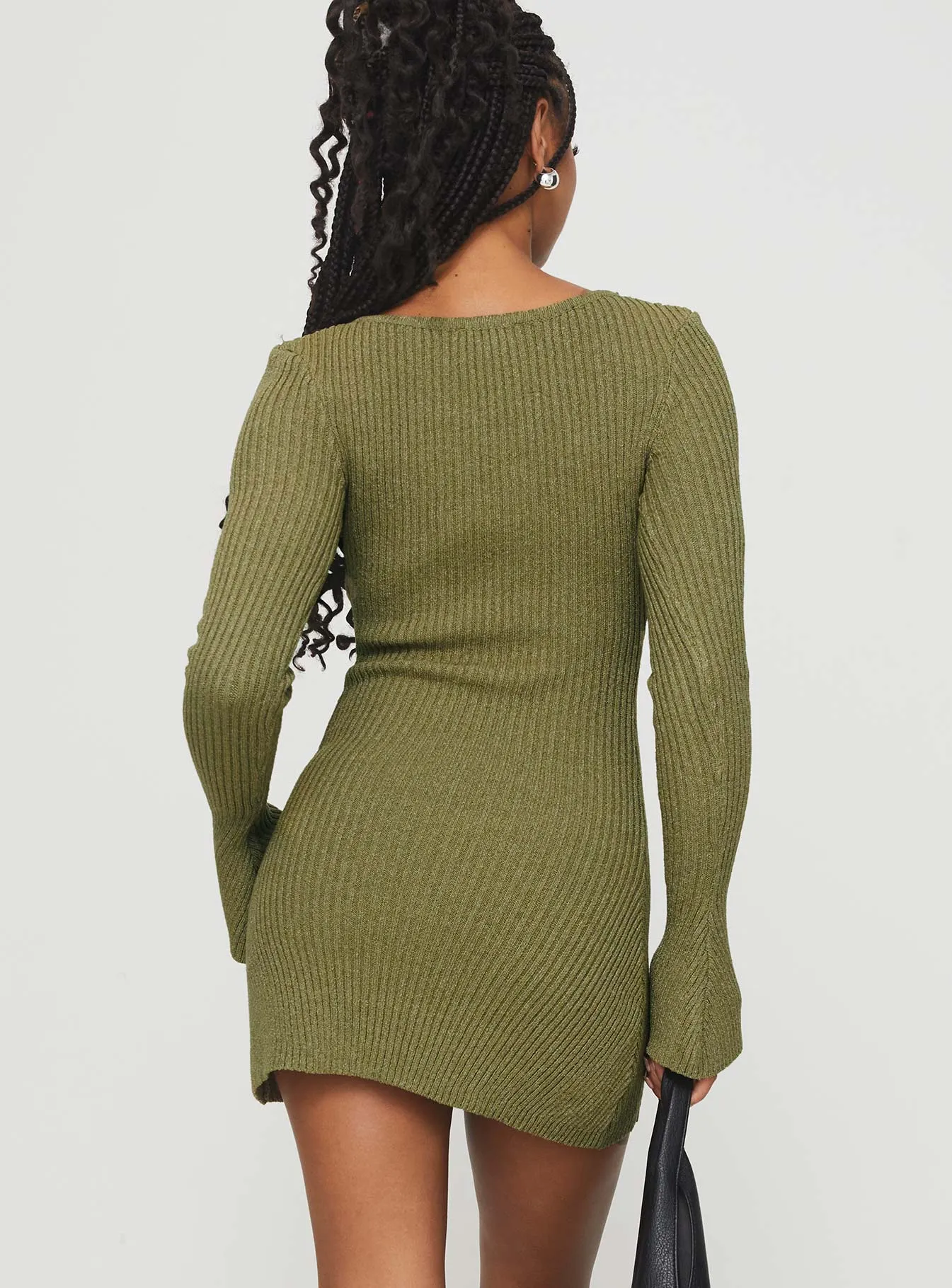 Osment Long Sleeve Knit Mini Dress Olive sold by Princess Polly product image thumbnail 5