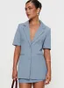Bisou Bisou Short Sleeved Blazer Blue sold by Princess Polly