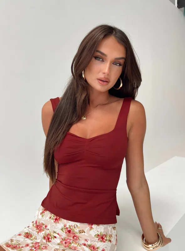 Rehna Top Burgundy sold by Princess Polly