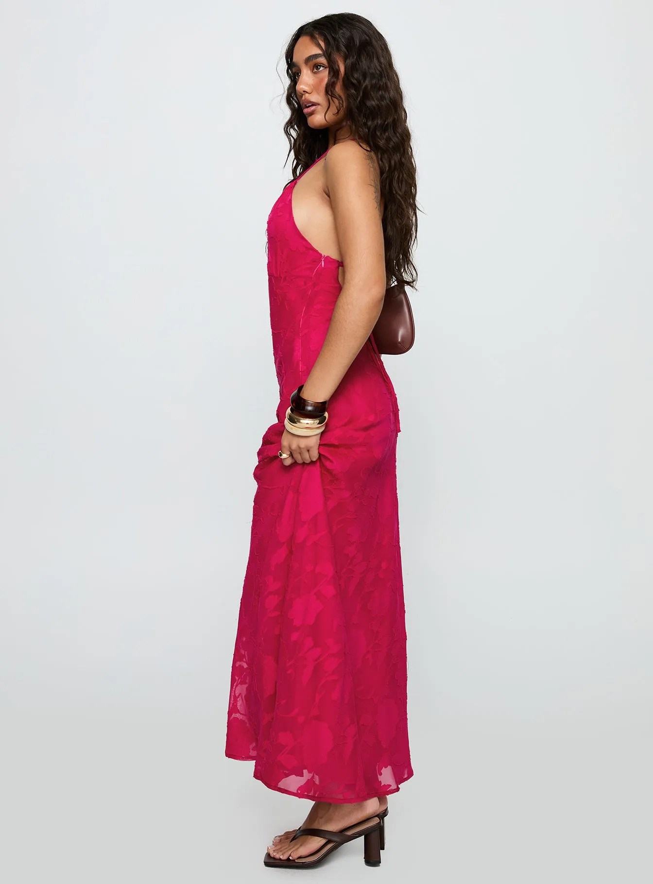 Magnetic Halter Maxi Dress Hot Pink sold by Princess Polly product image thumbnail 3