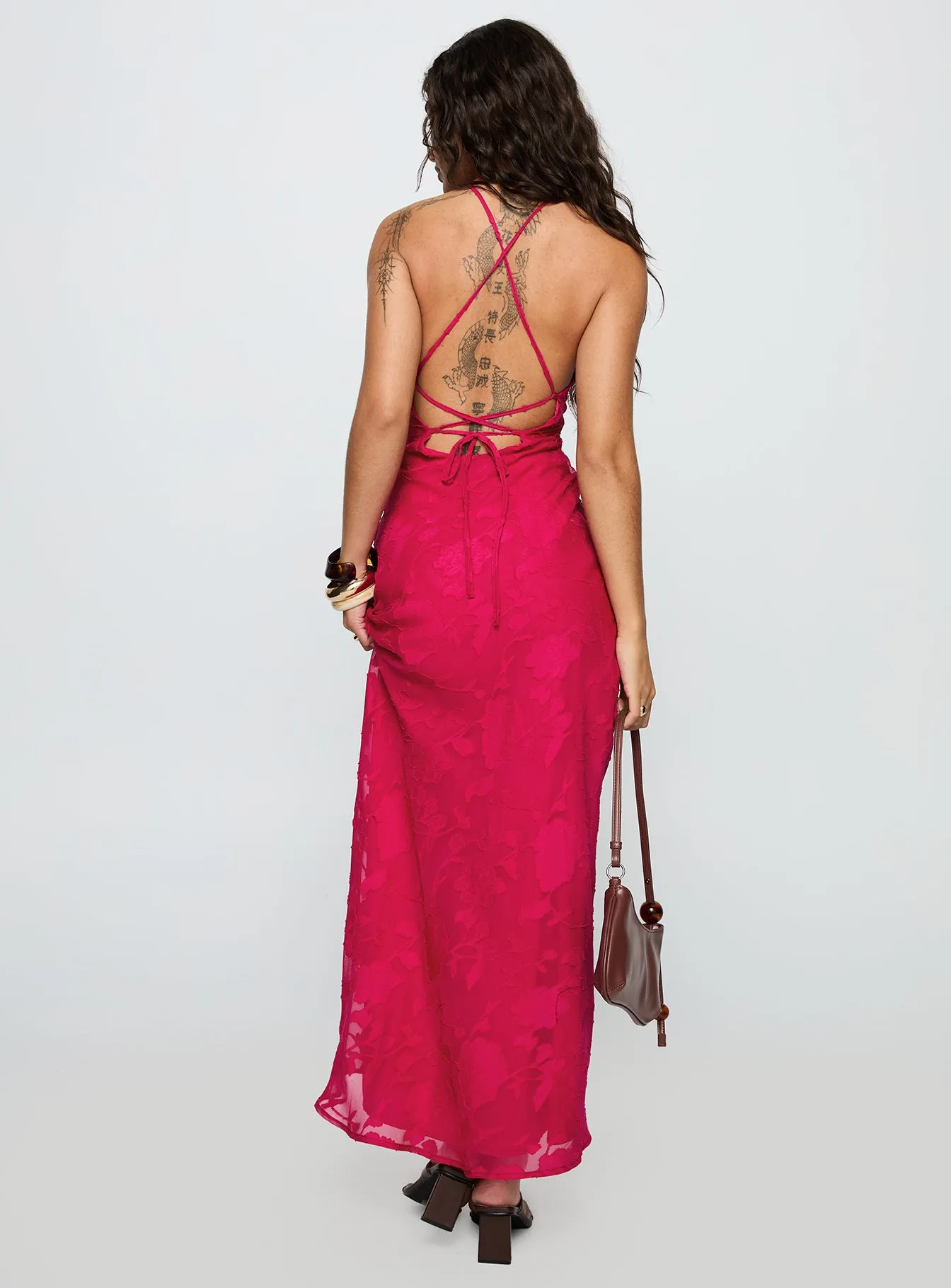 Magnetic Halter Maxi Dress Hot Pink sold by Princess Polly product image thumbnail 4