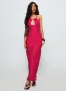 Magnetic Halter Maxi Dress Hot Pink sold by Princess Polly