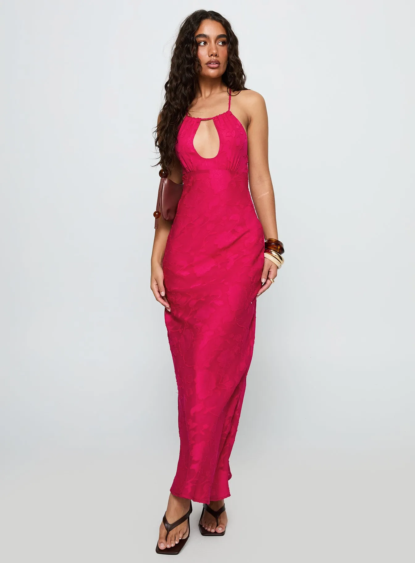 Magnetic Halter Maxi Dress Hot Pink sold by Princess Polly product image thumbnail 2