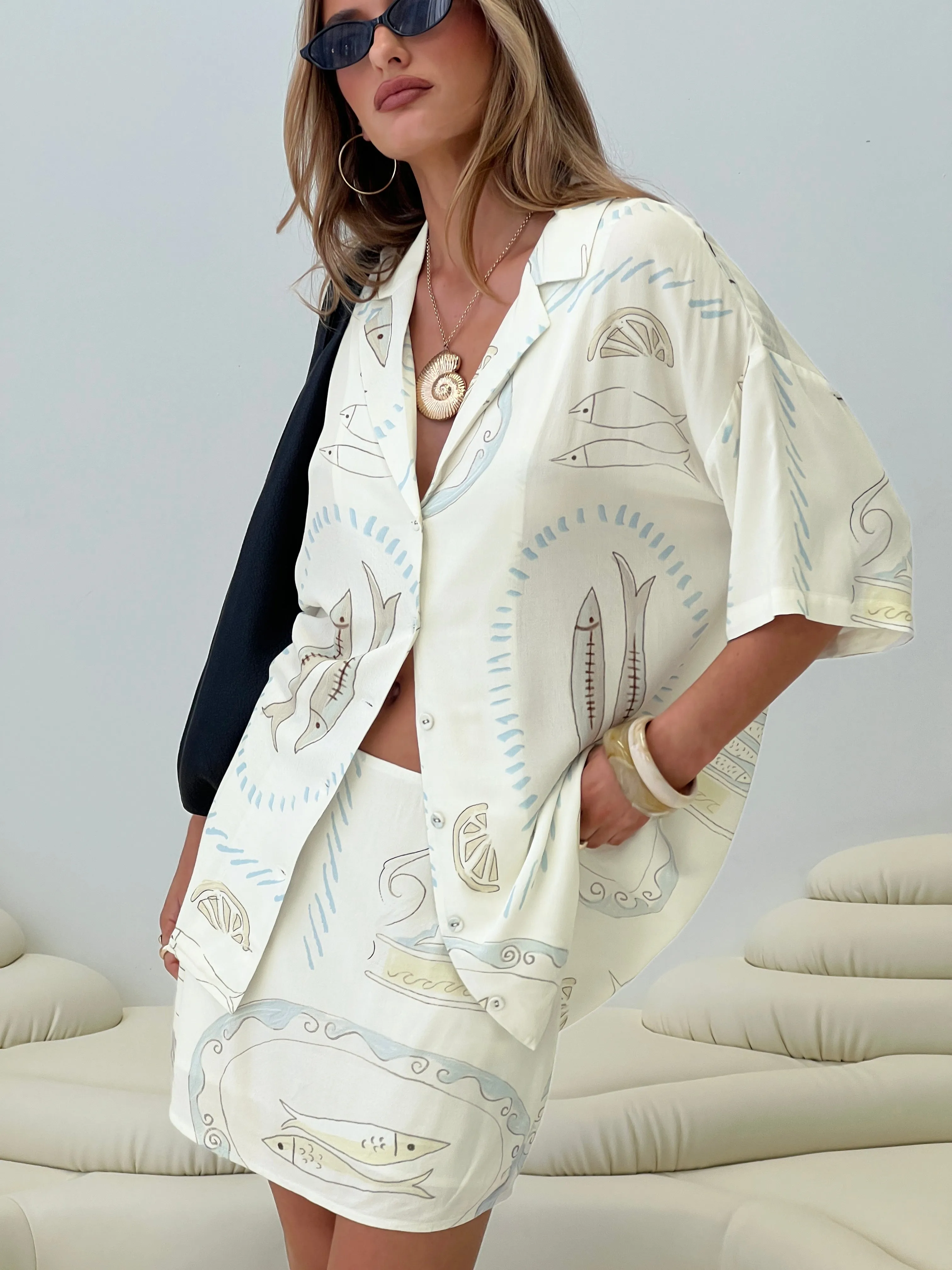 Caraliia Shirt Cream sold by Princess Polly