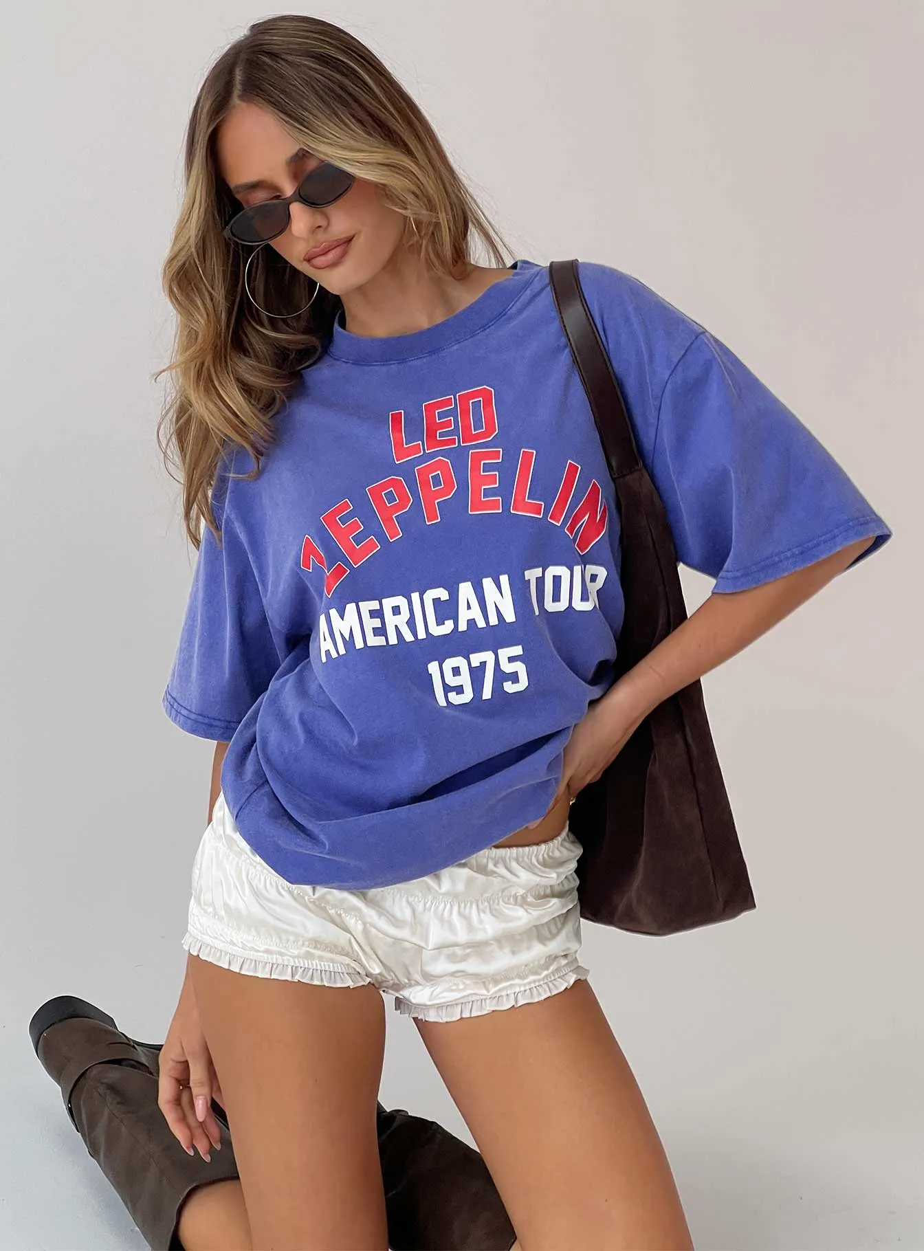 Led Zeppelin Vintage Oversized Graphic Tee Blue sold by Princess Polly