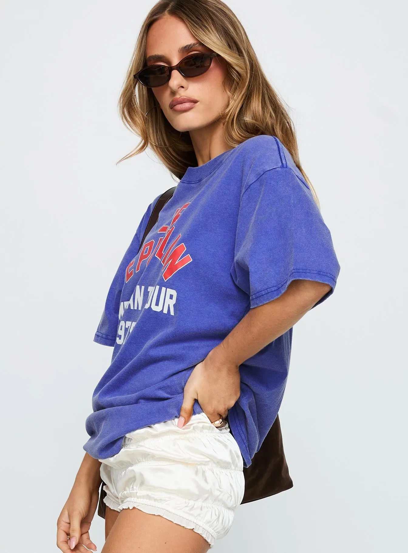 Led Zeppelin Vintage Oversized Graphic Tee Blue sold by Princess Polly product image thumbnail 4