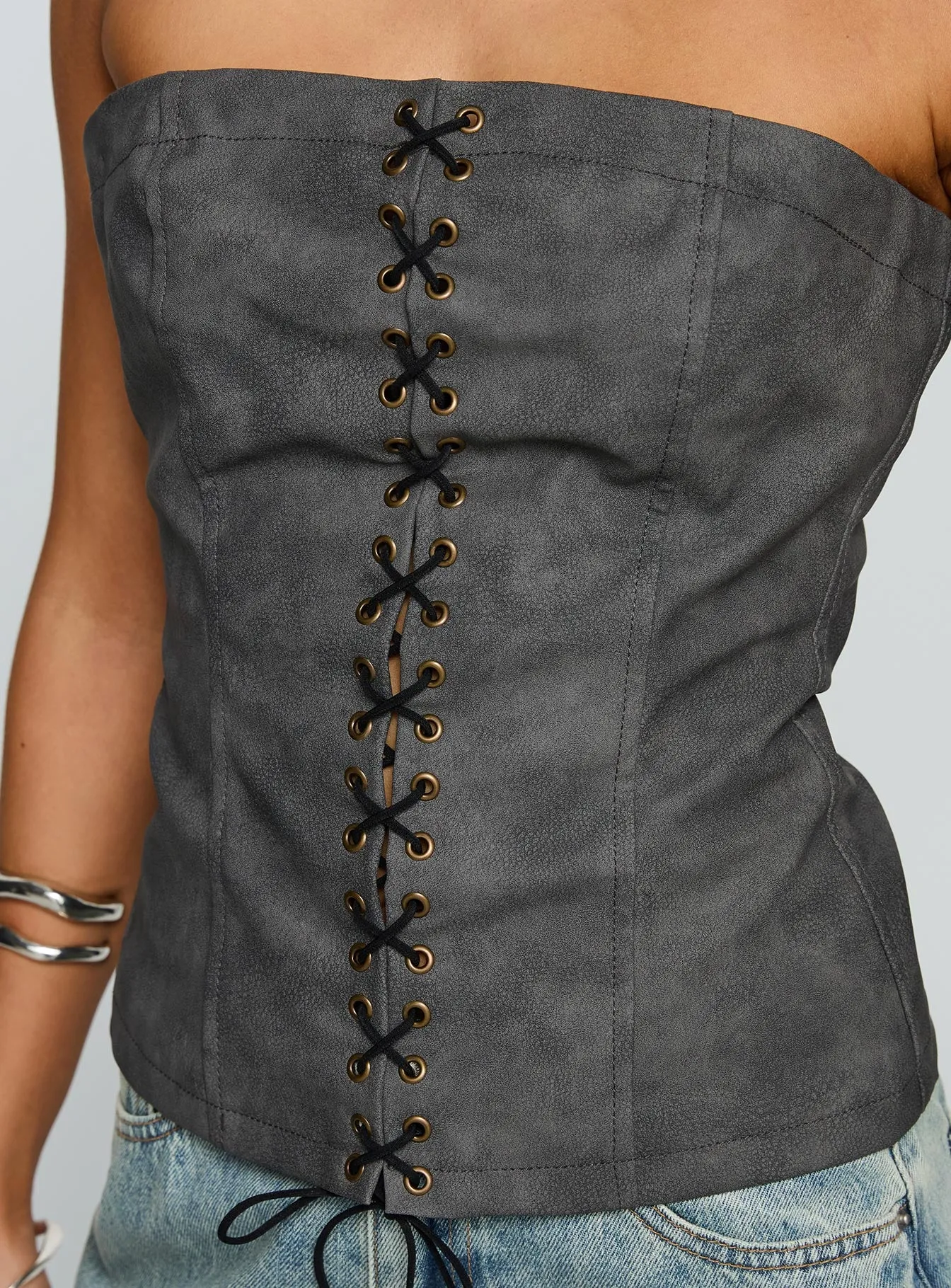 Soft Spoken Strapless Tie Up Top Black sold by Princess Polly product image thumbnail 5