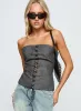Soft Spoken Strapless Tie Up Top Black sold by Princess Polly