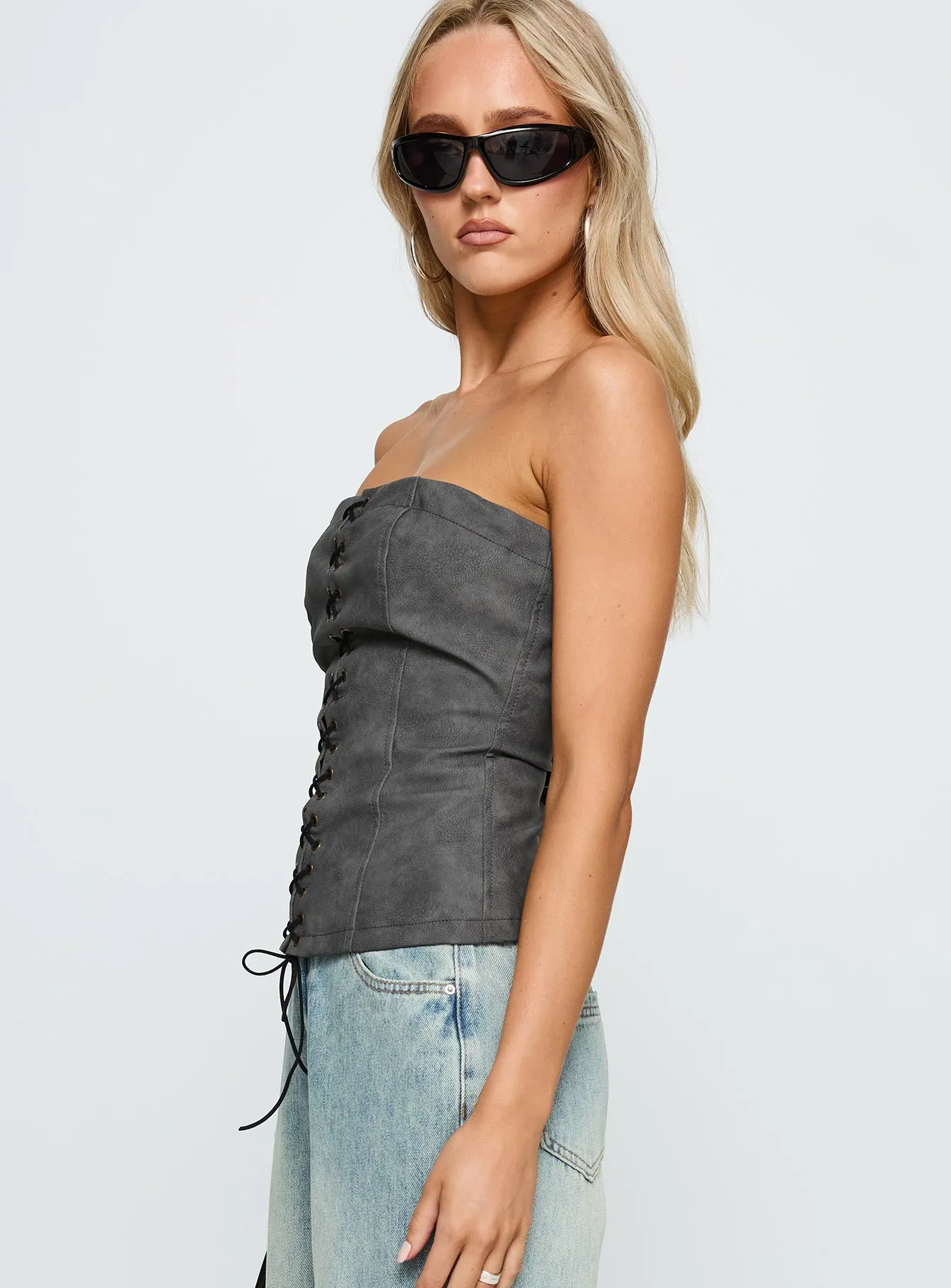 Soft Spoken Strapless Tie Up Top Black sold by Princess Polly product image thumbnail 3