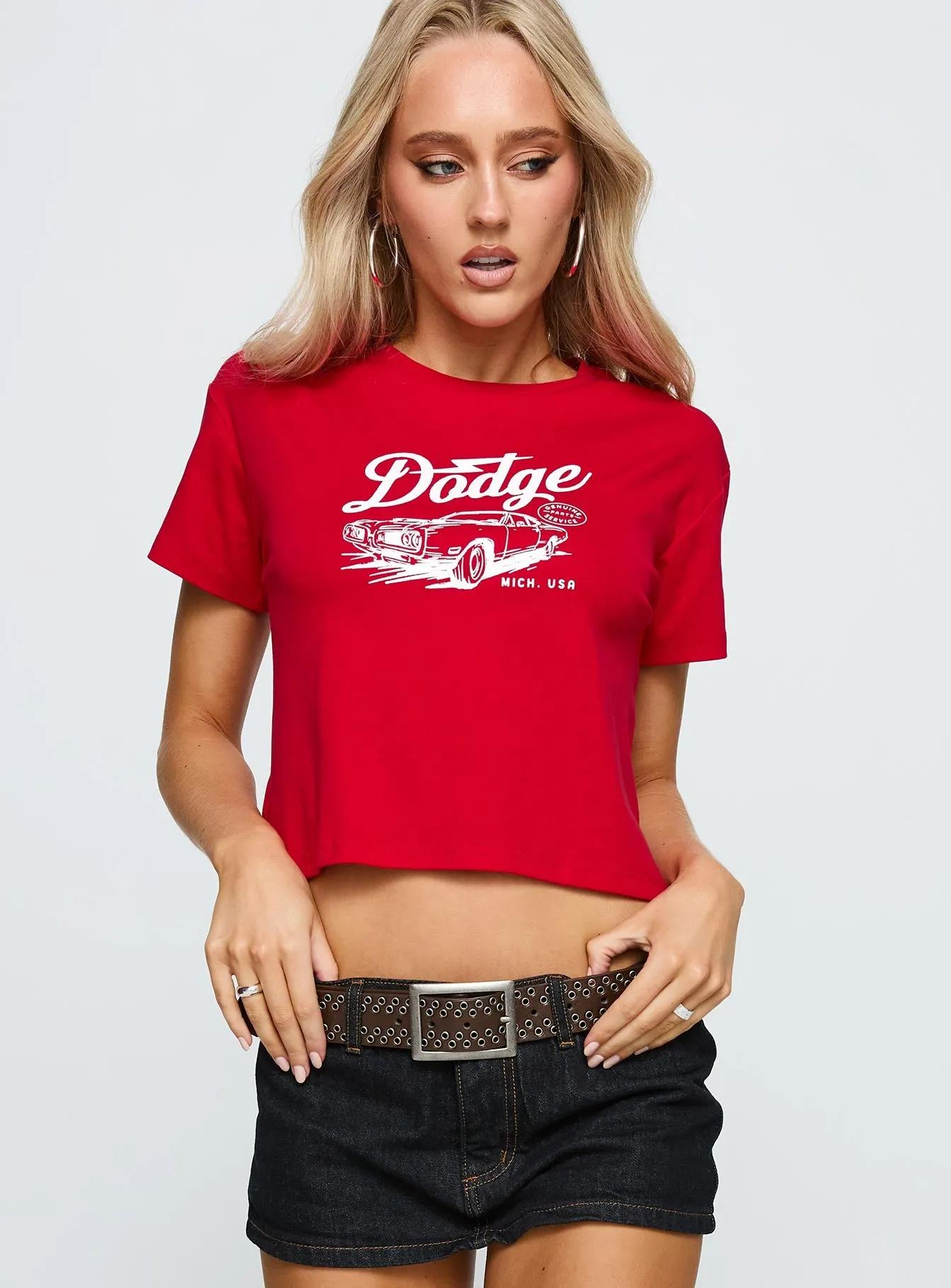 Dodge Classic Graphic Top Red sold by Princess Polly
