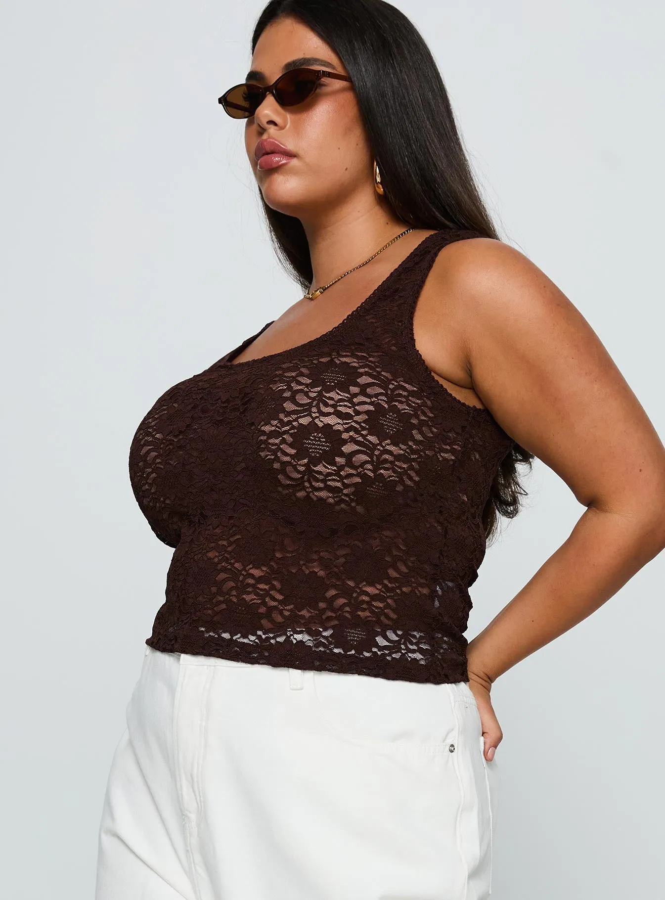 Bennington Lace Top Brown Curve sold by Princess Polly product image thumbnail 4