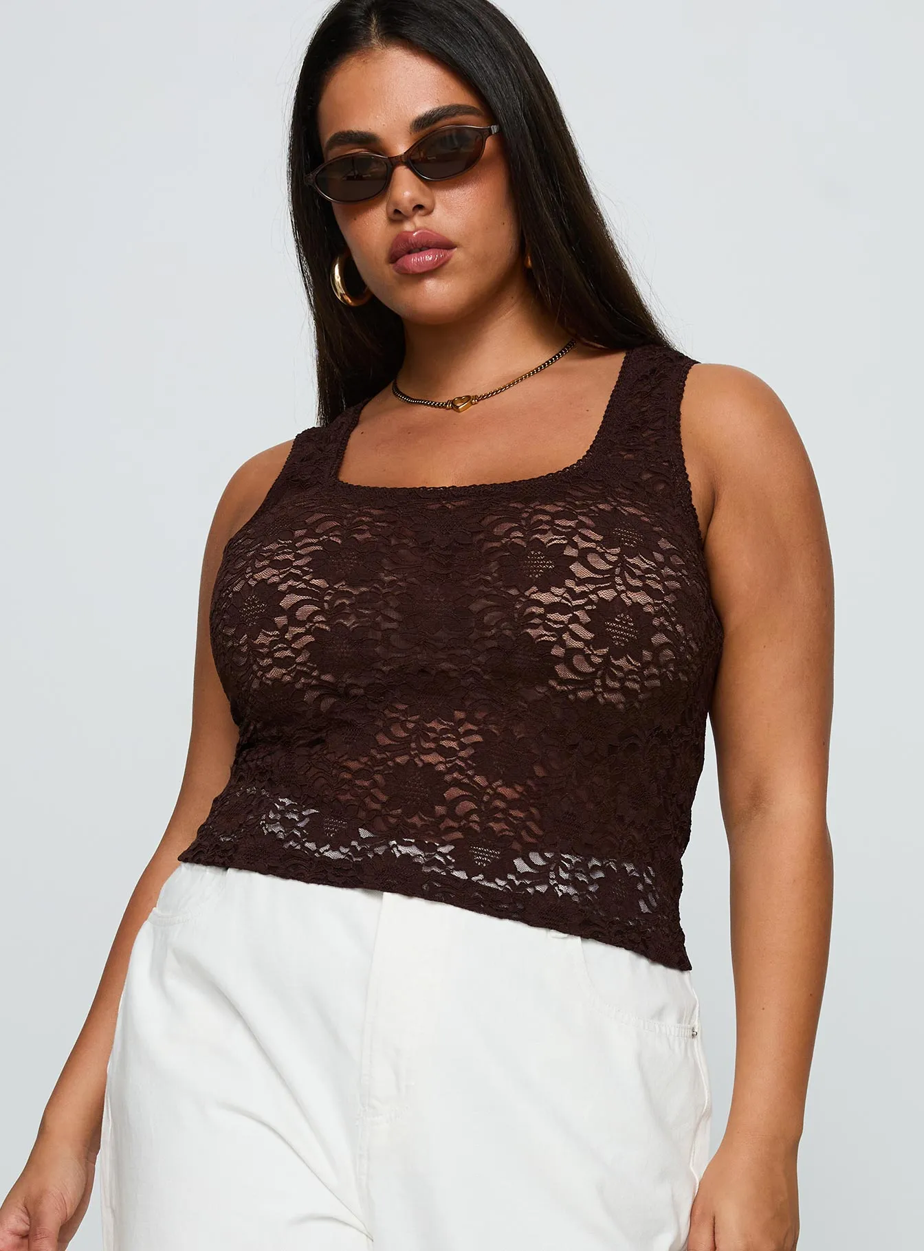 Bennington Lace Top Brown Curve sold by Princess Polly product image thumbnail 2