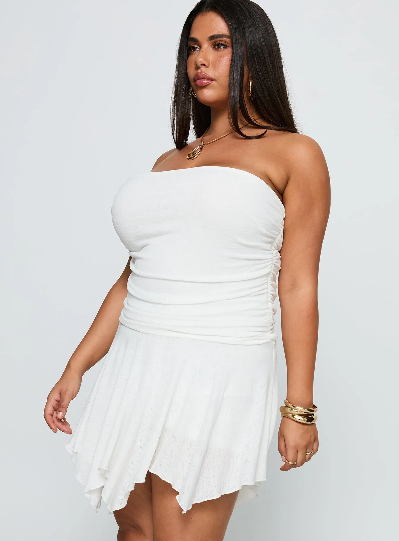 Minxie Strapless Playsuit White Curve sold by Princess Polly product image thumbnail 4