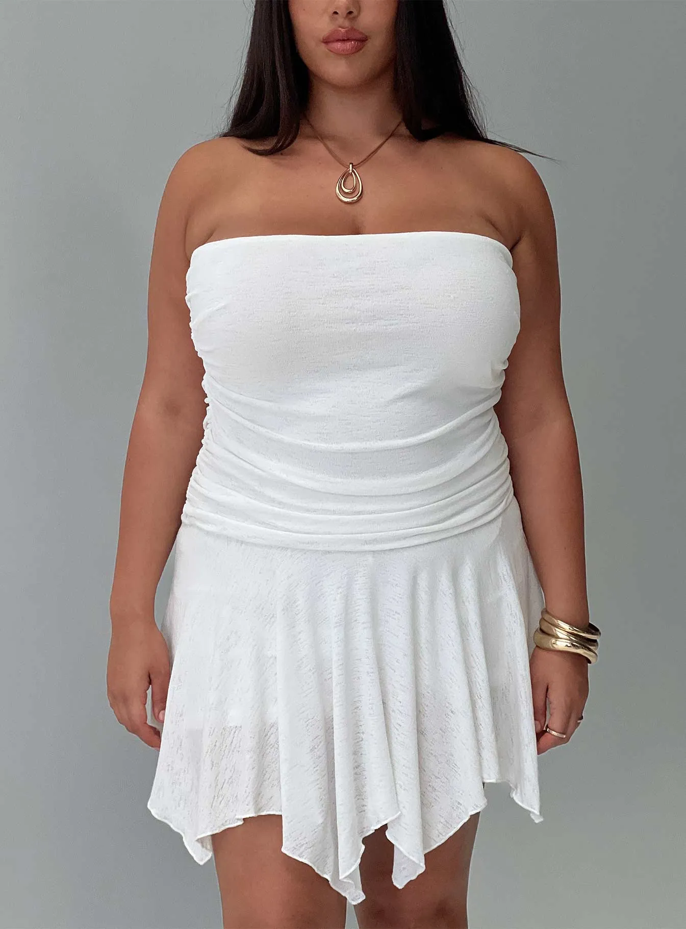 Minxie Strapless Playsuit White Curve sold by Princess Polly