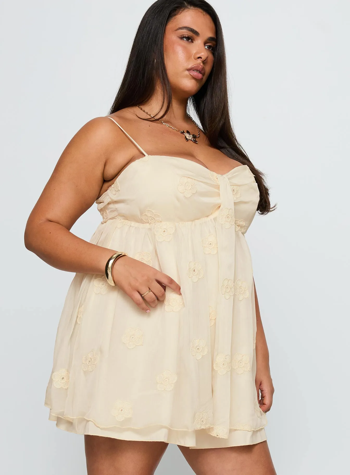 Sparks Fly Mini Dress Cream Curve sold by Princess Polly product image thumbnail 4