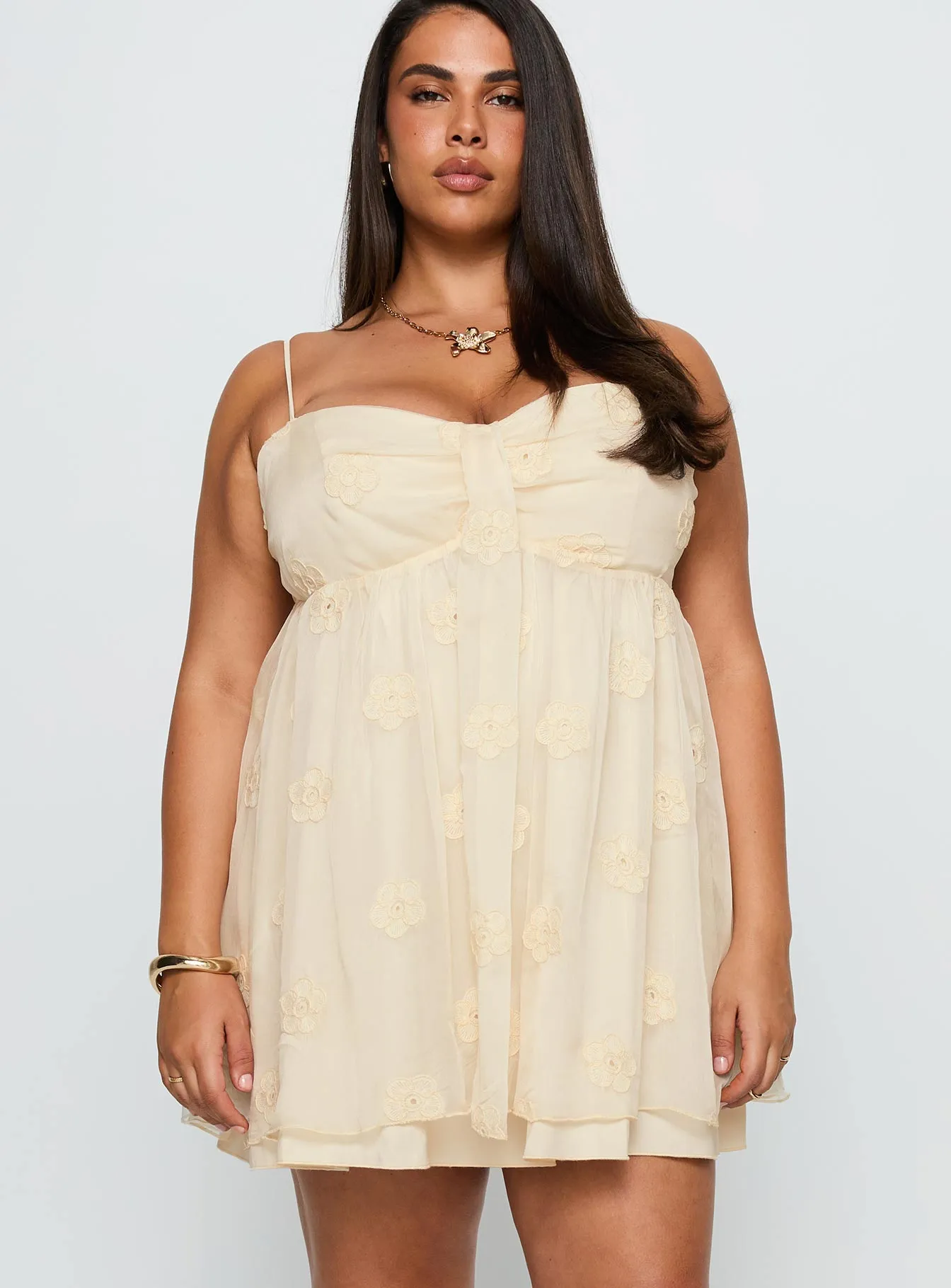Sparks Fly Mini Dress Cream Curve sold by Princess Polly product image thumbnail 2