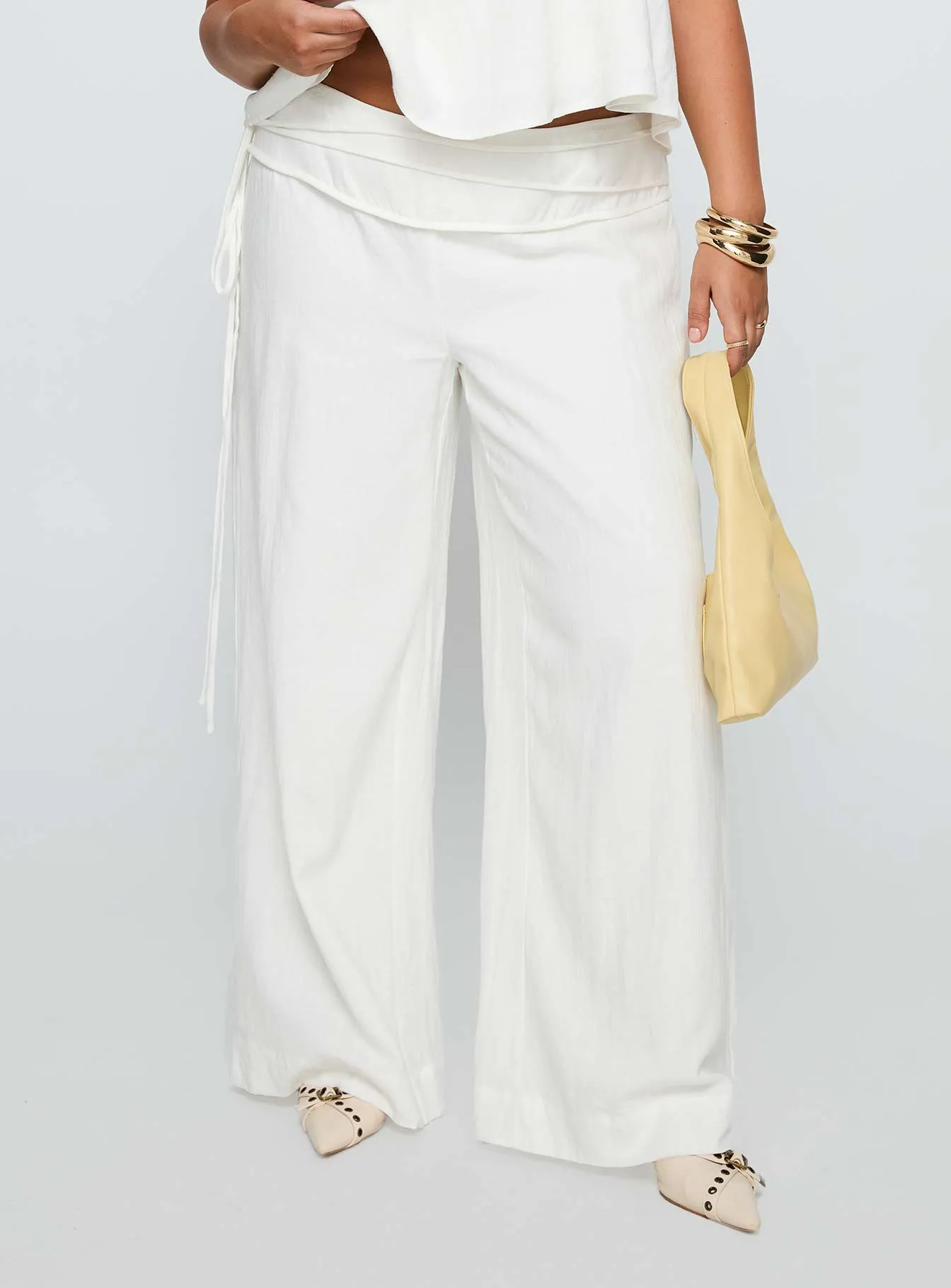 Silver Moon Linen Blend Tie Pants White Curve sold by Princess Polly product image thumbnail 2