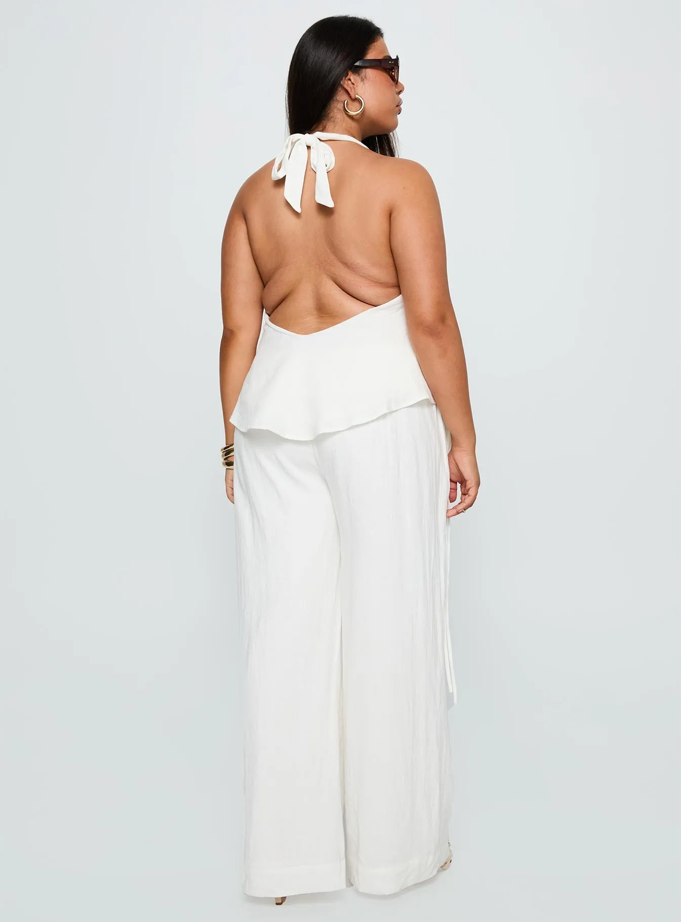 Silver Moon Linen Blend Tie Pants White Curve sold by Princess Polly product image thumbnail 5