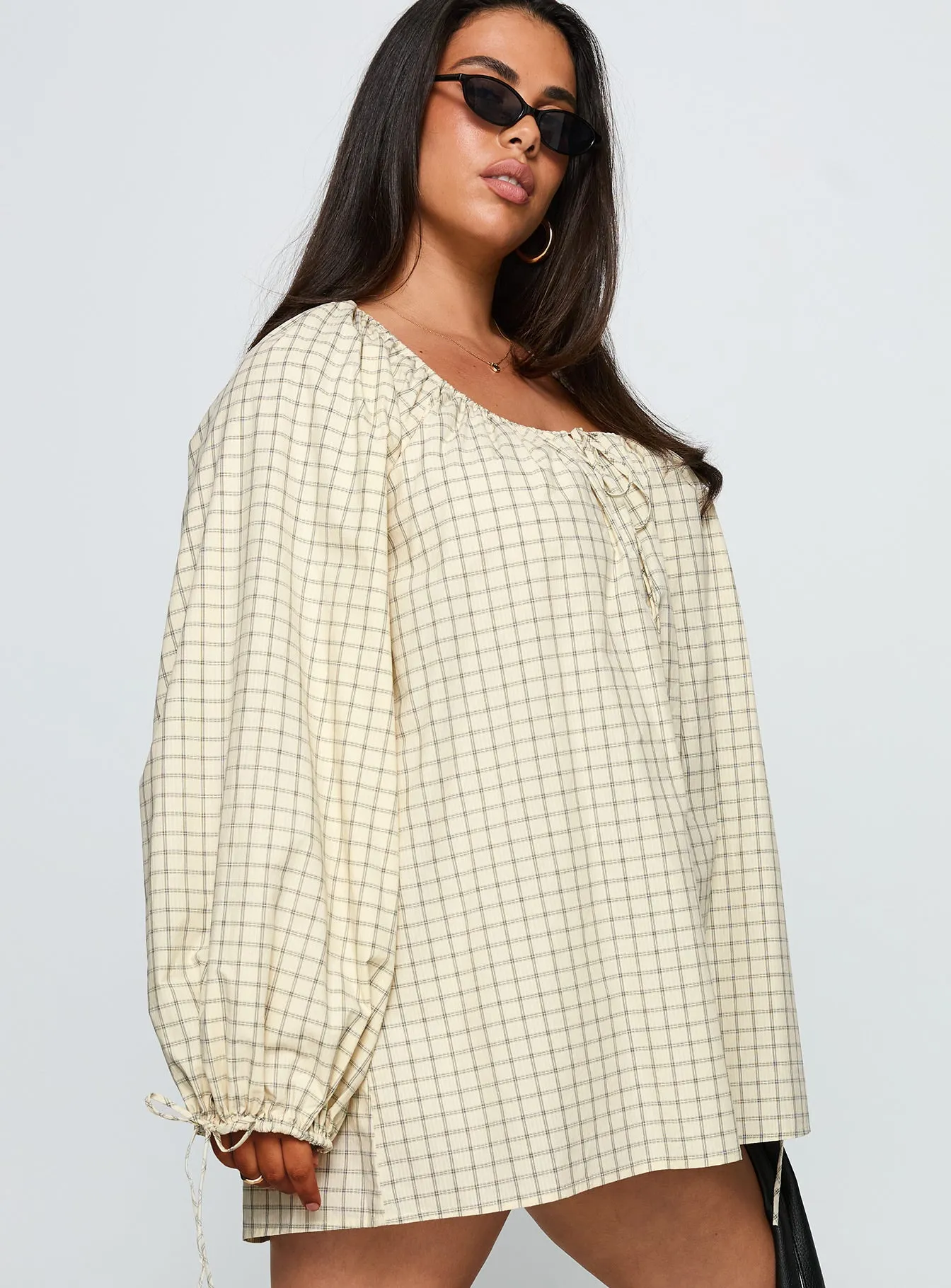 Preacher Playsuit White Check Curve sold by Princess Polly product image thumbnail 4