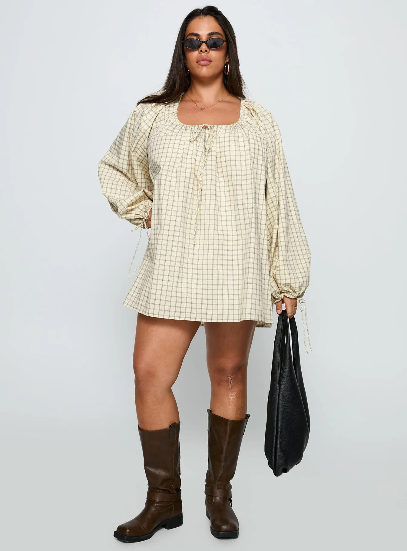 Preacher Playsuit White Check Curve sold by Princess Polly product image thumbnail 3