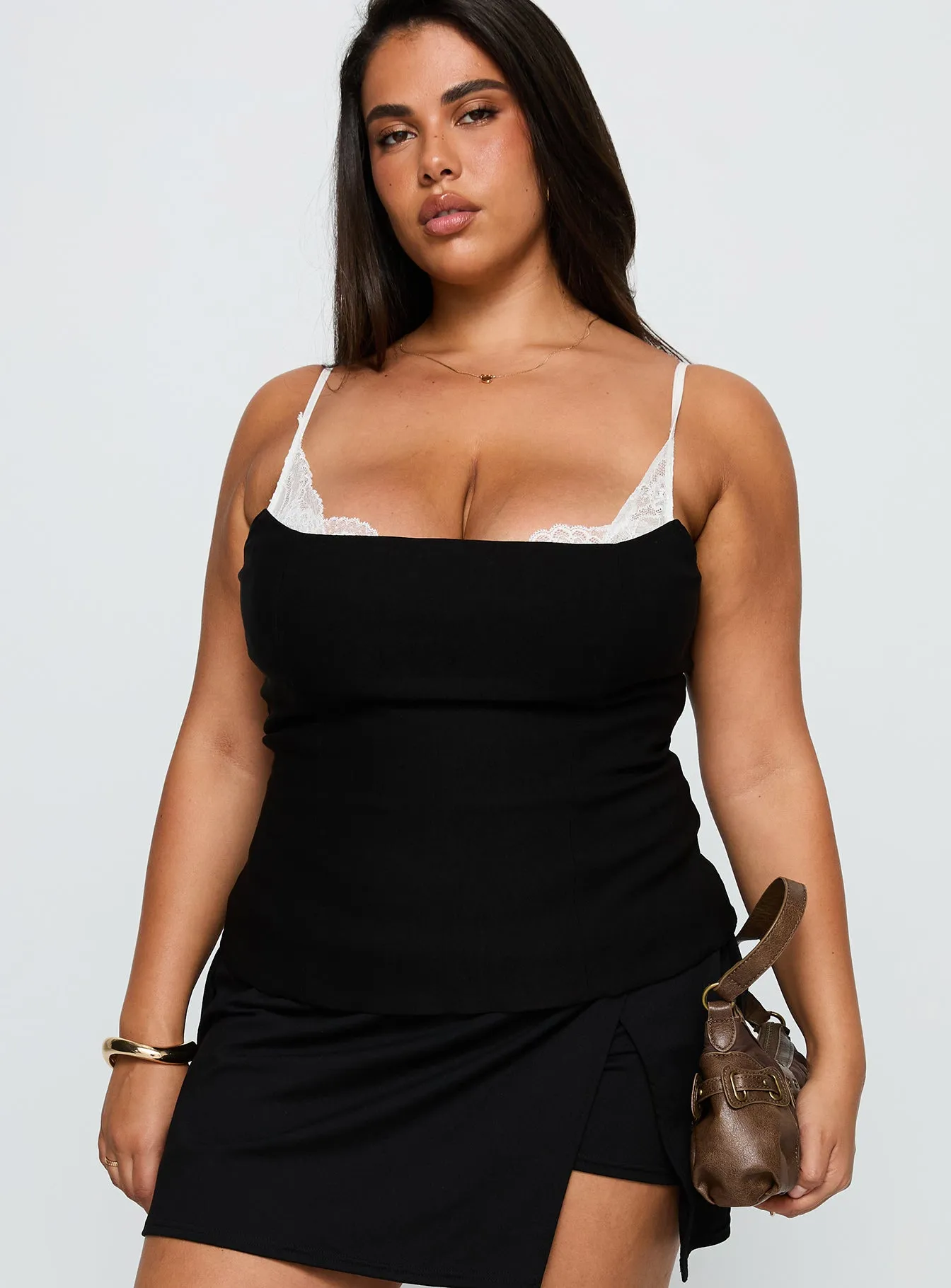 Renaissance Corset Lace Top Black / White Curve sold by Princess Polly product image thumbnail 2