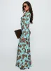 Elorie Long Sleeve Maxi Dress Blue / Brown sold by Princess Polly