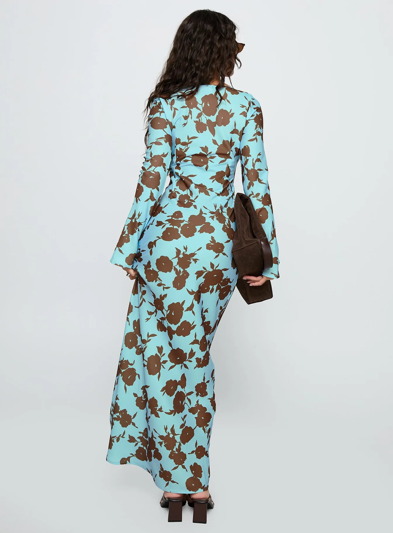 Elorie Long Sleeve Maxi Dress Blue / Brown sold by Princess Polly product image thumbnail 5