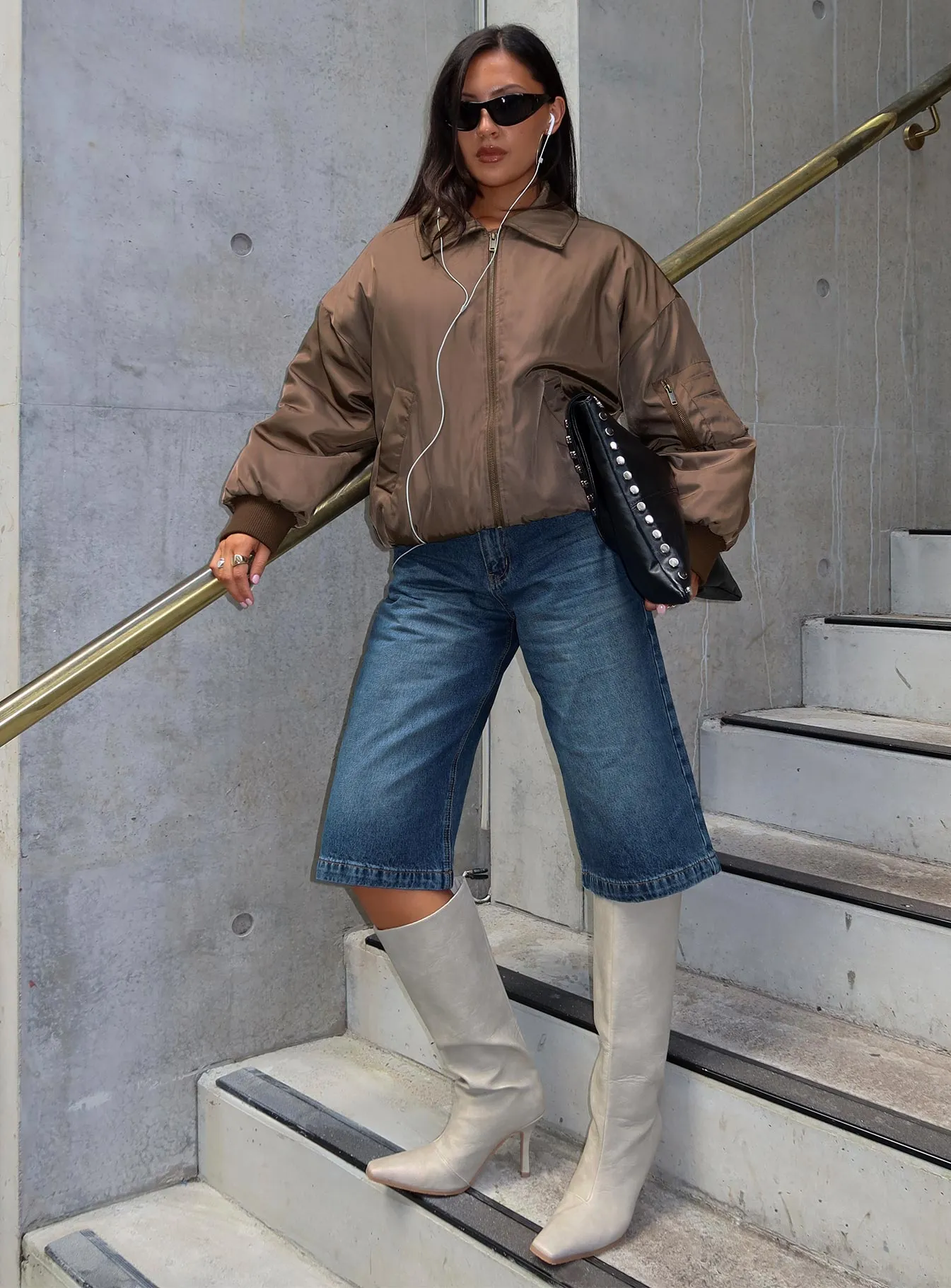 Ollison Longline Denim Shorts Blue sold by Princess Polly