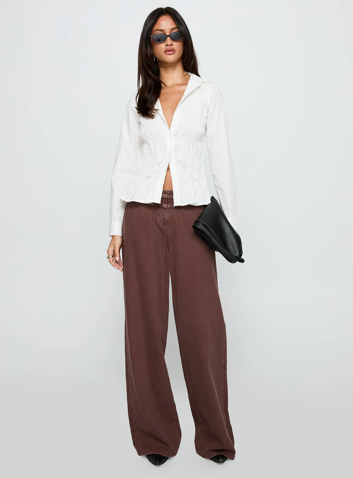 Cultivate Shirred Long Sleeve Top White sold by Princess Polly product image thumbnail 3