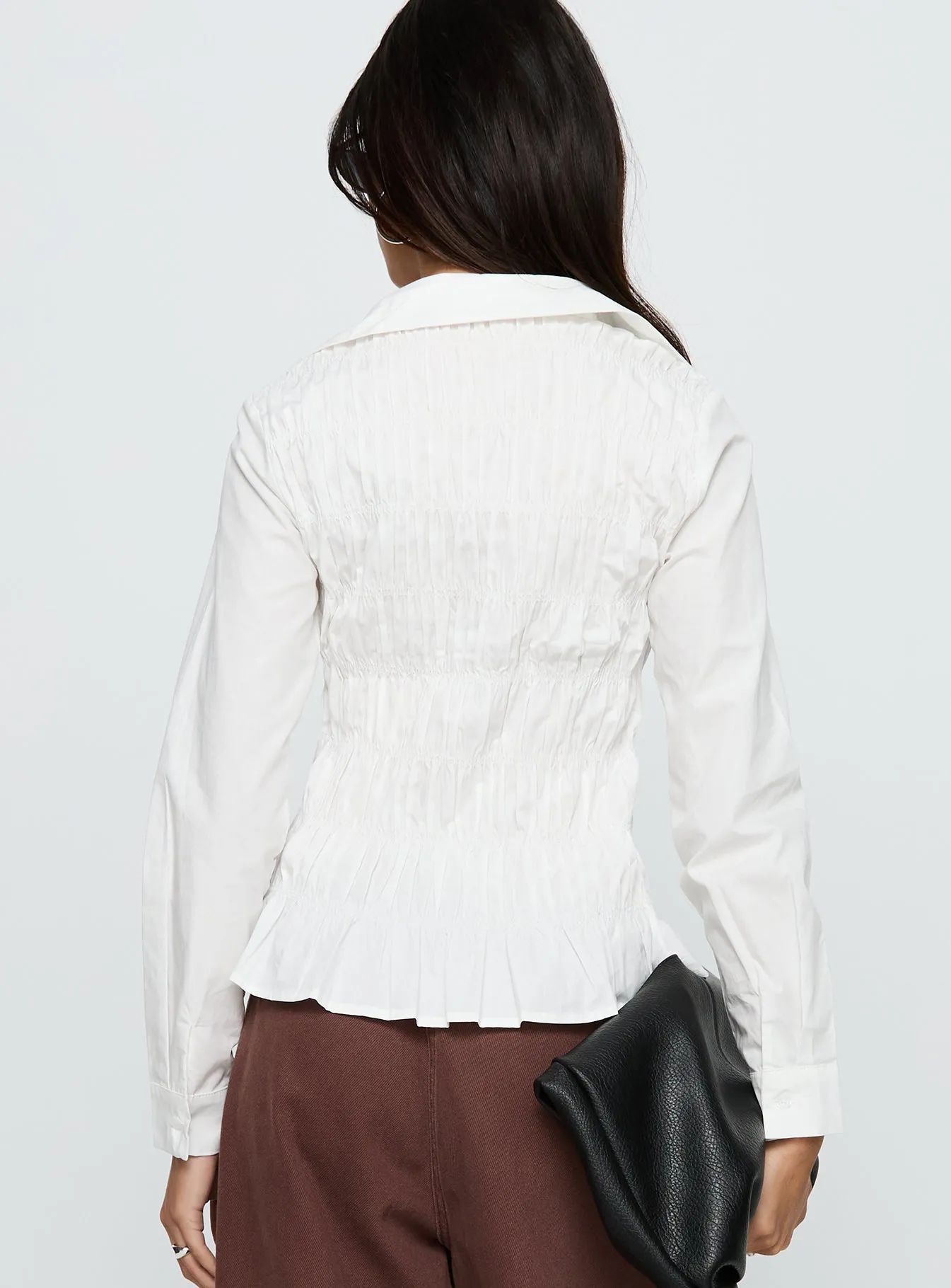 Cultivate Shirred Long Sleeve Top White sold by Princess Polly product image thumbnail 5