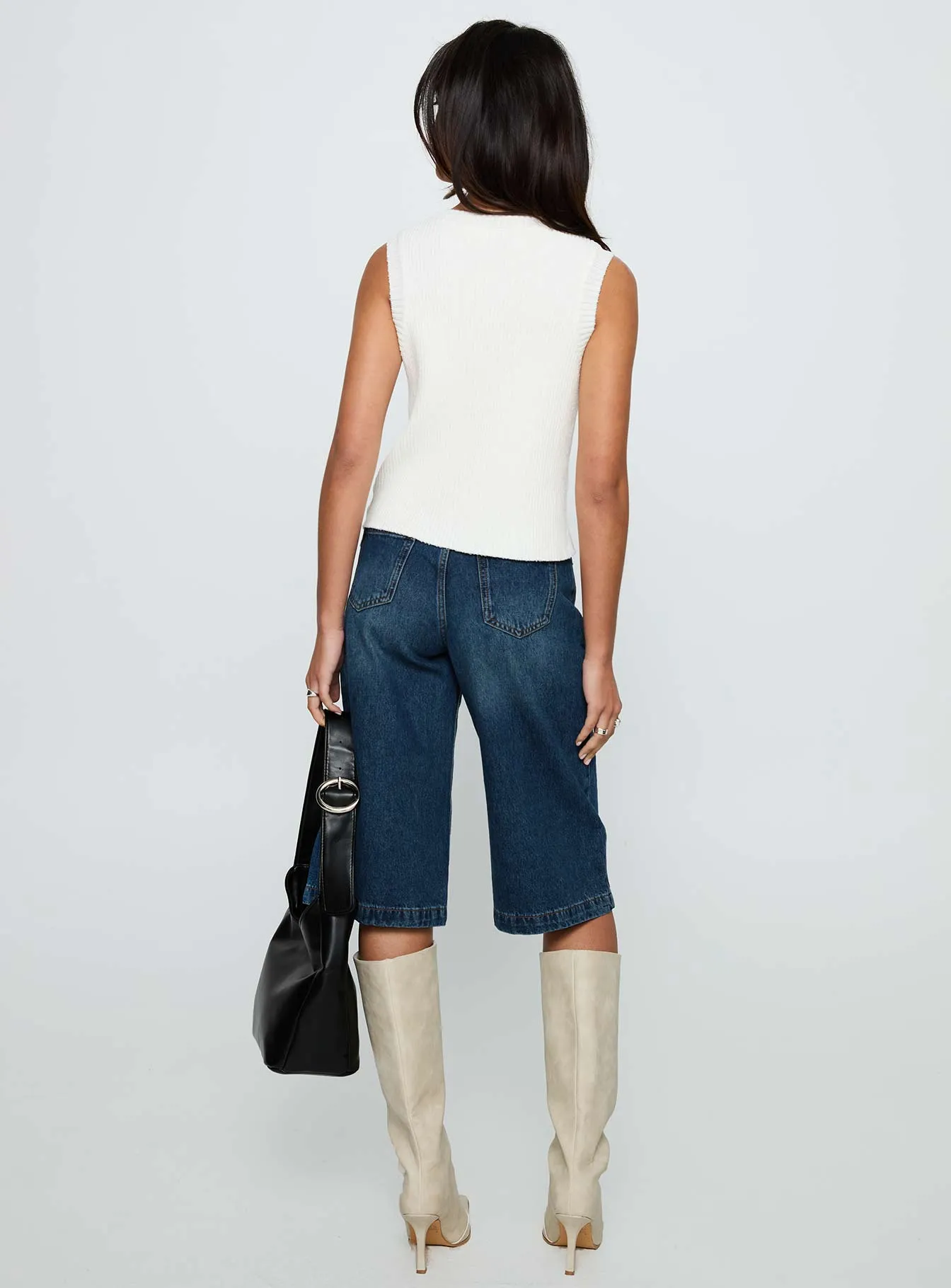 Simie Button Front Rib Top White sold by Princess Polly product image thumbnail 5