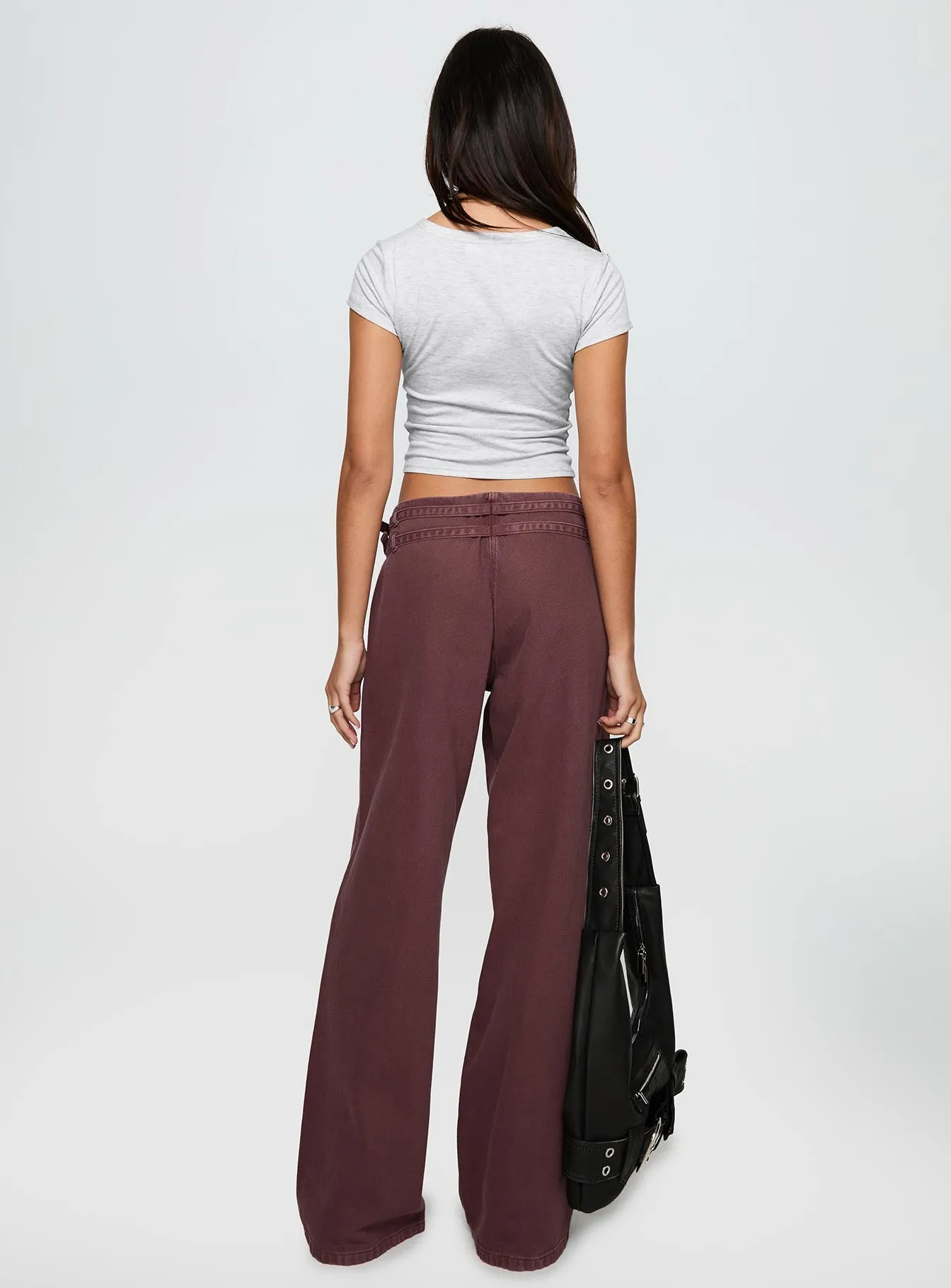 Baccarat Mid Rise Wide Leg Belted Pant Chocolate sold by Princess Polly product image thumbnail 5