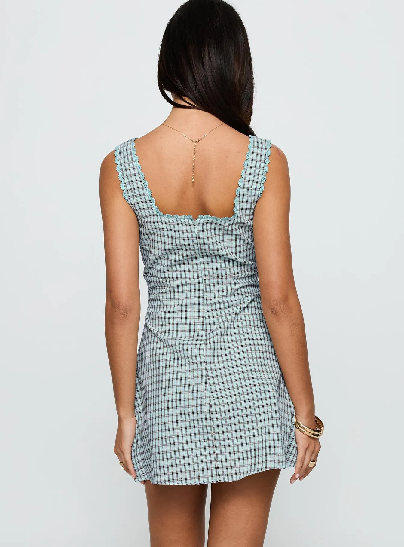 Dasha Mini Dress Blue / Brown Check sold by Princess Polly product image thumbnail 5