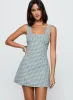 Dasha Mini Dress Blue / Brown Check sold by Princess Polly