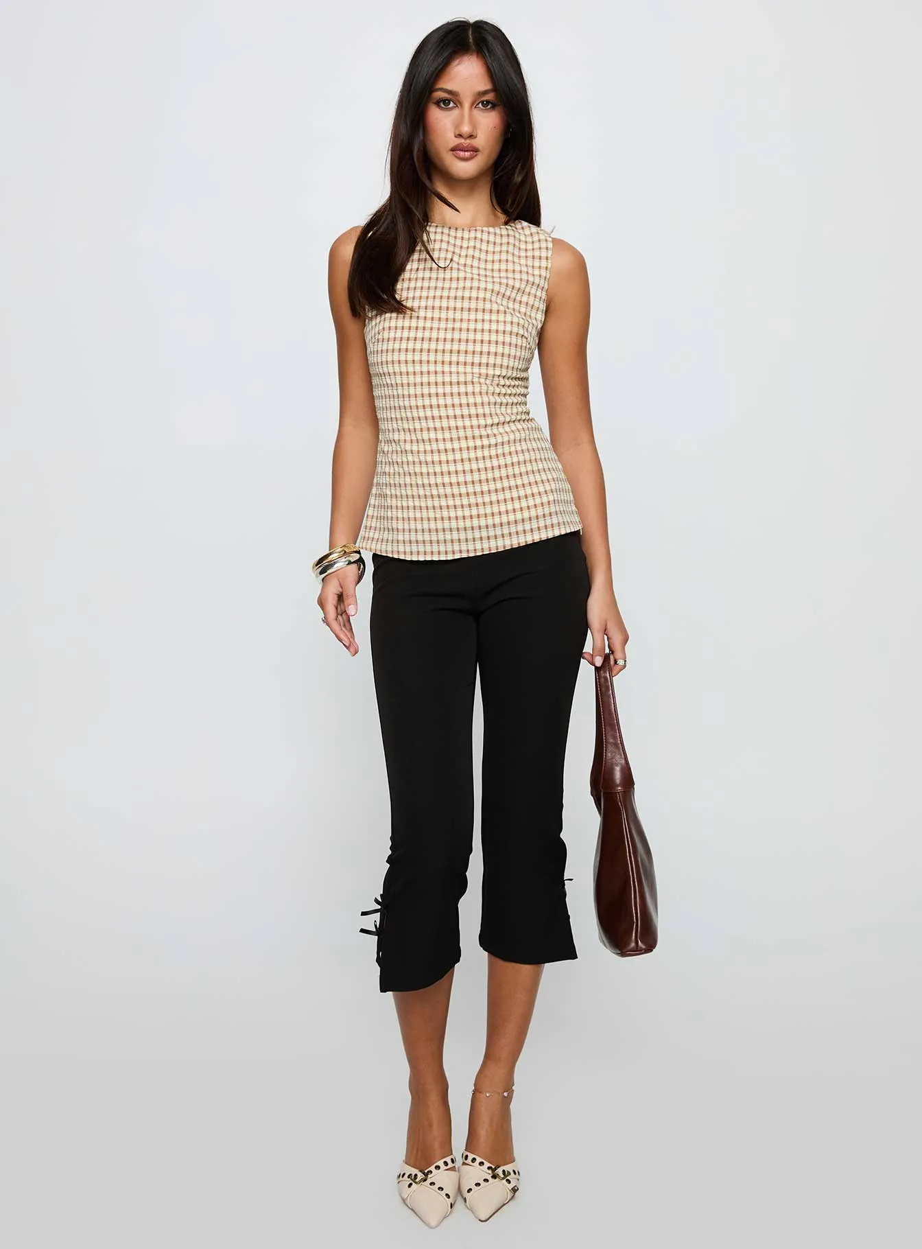 Michaud Top Brown Gingham sold by Princess Polly product image thumbnail 2